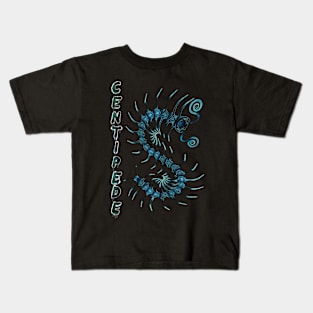 Blue Striped Centipede with Spay Paint Kids T-Shirt